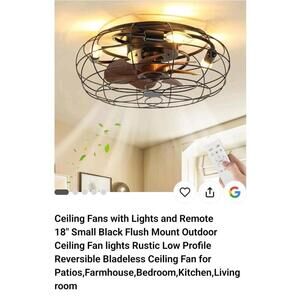 Ceiling Fan with Lights, 18 Inch Caged Ceiling Fan Lights Remote Control 6 Speed